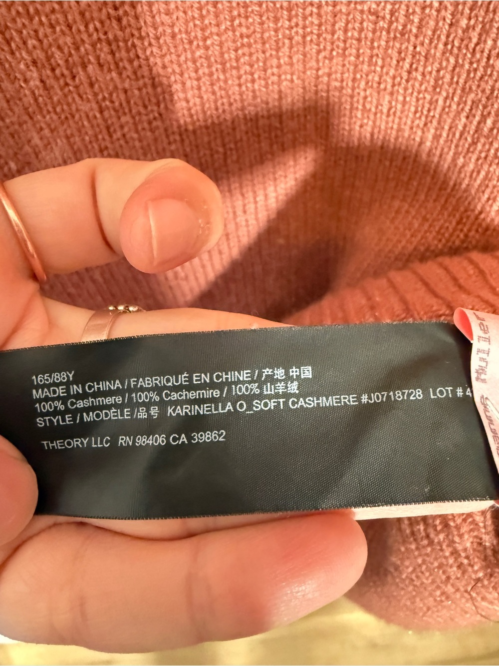 Theory 100% Cashmere Mock Neck Sweater Pink  M - Picture 4 of 10
